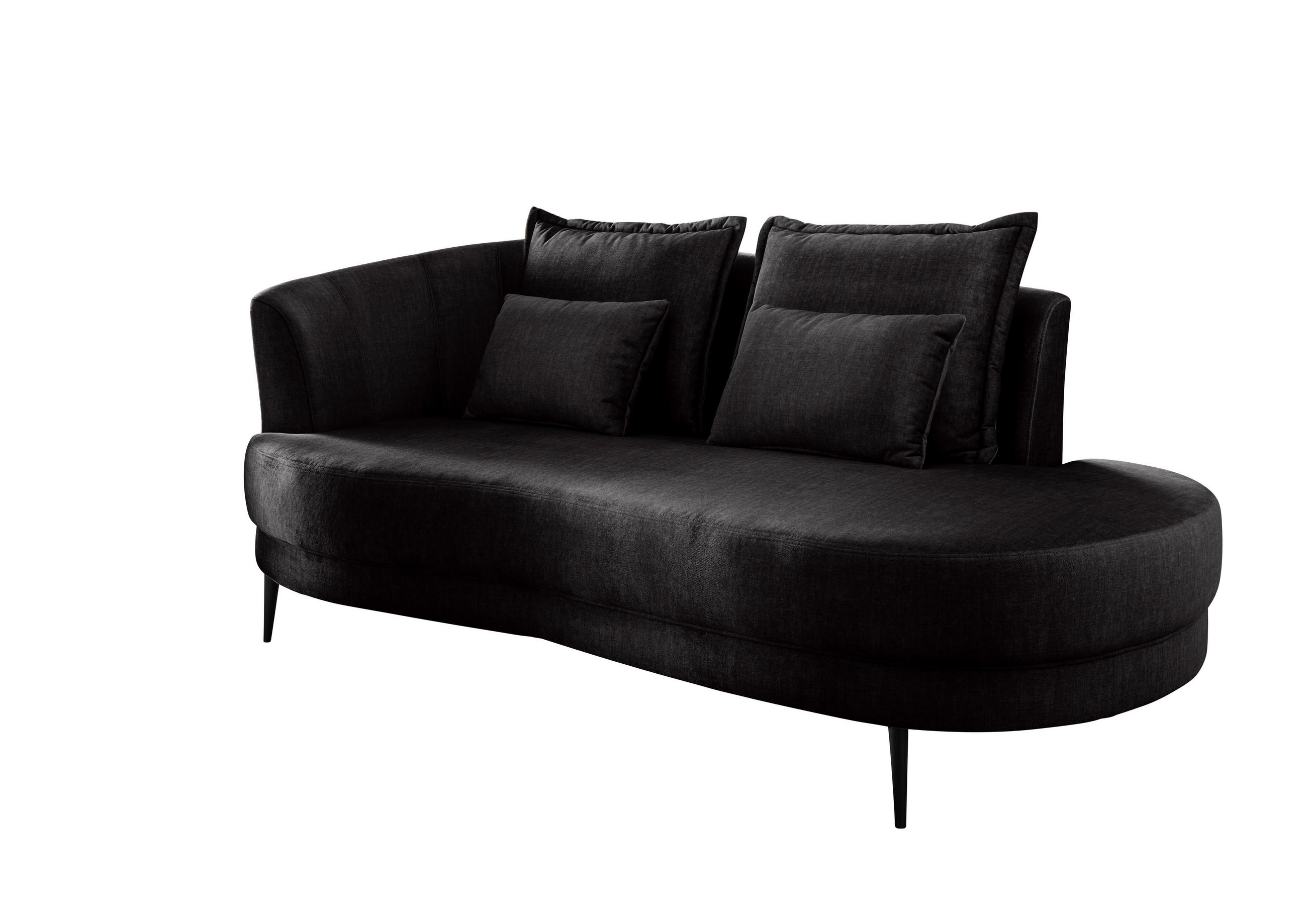 OTTOMANE in Velours Anthrazit  - Anthrazit/Schwarz, Modern, Textil/Metall (211/85/101cm) - Livetastic