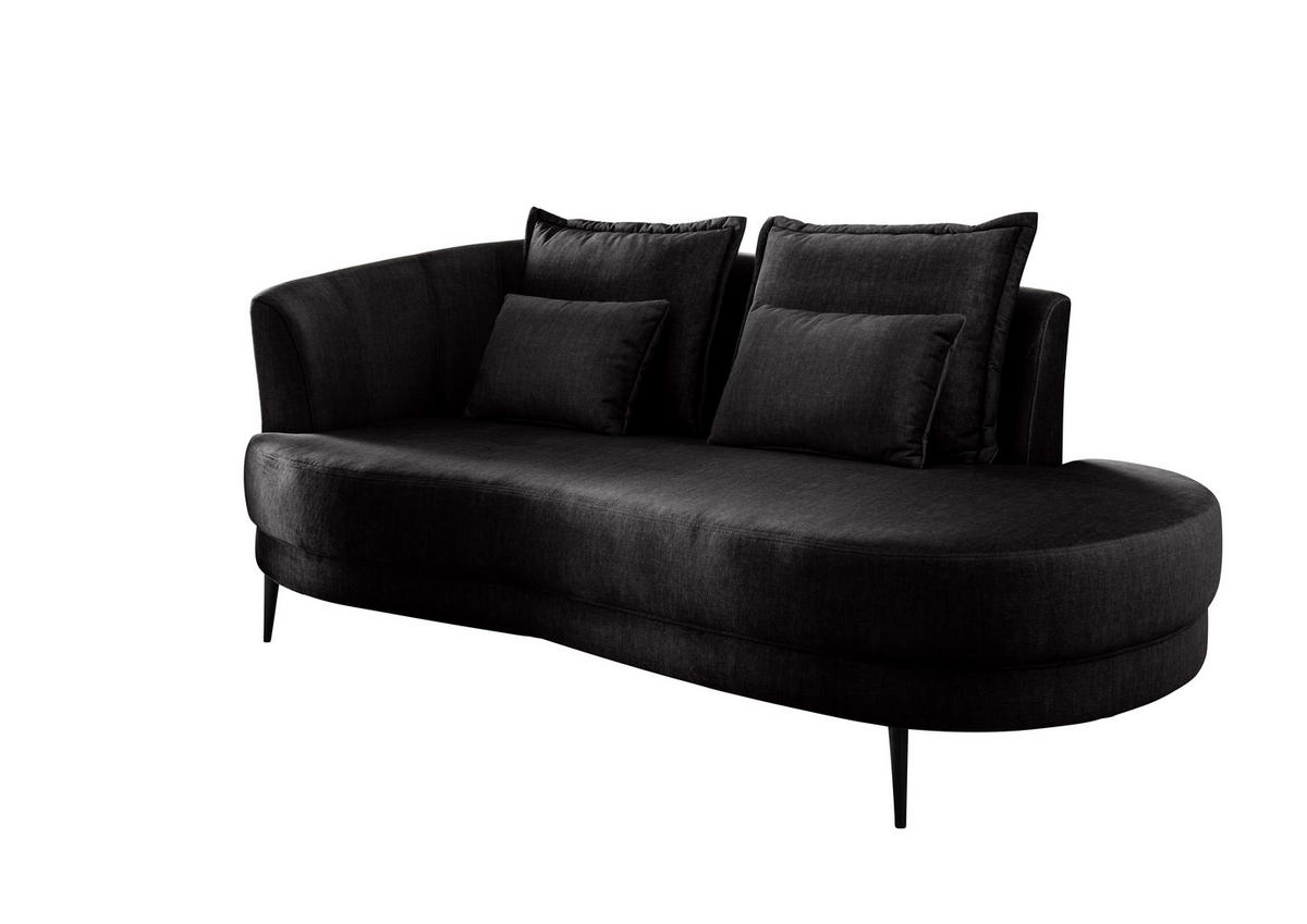 OTTOMANE in Velours Anthrazit  - Anthrazit/Schwarz, Modern, Textil/Metall (211/85/101cm) - Livetastic