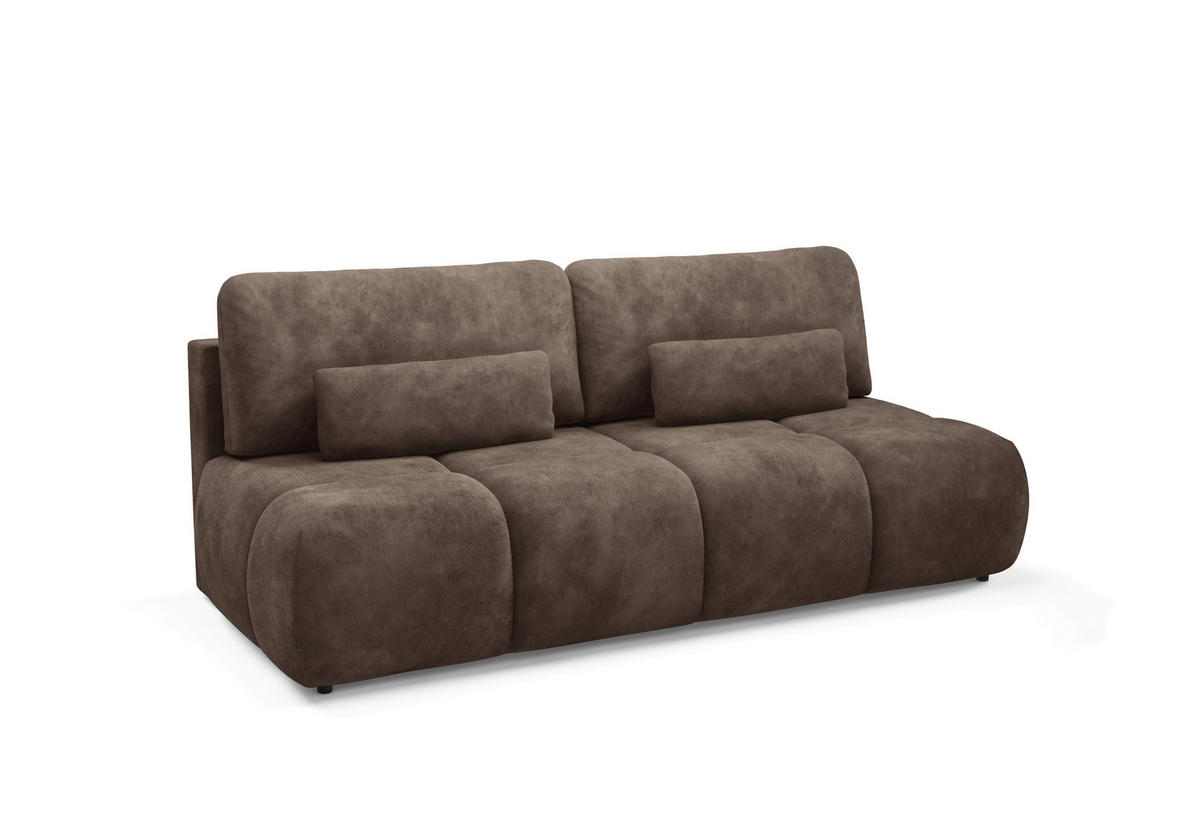 SCHLAFSOFA MARON  mit Samt Braun  - Schwarz/Braun, Design, Kunststoff/Textil (219/94/110cm) - Livetastic