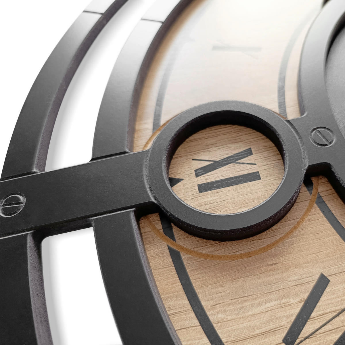 WANDUHR - Schwarz, Silberfarben, Eichefarben  - Eichefarben/Silberfarben, Basics, Holz/Kunststoff (57cm)