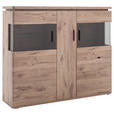 HIGHBOARD Eiche dunkel  150/124/38 cm  - Eiche dunkel/Anthrazit, KONVENTIONELL, Glas/Holzwerkstoff (150/124/38cm) - Cantus