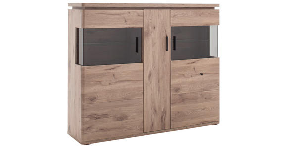 HIGHBOARD Eiche dunkel  150/124/38 cm  - Eiche dunkel/Anthrazit, KONVENTIONELL, Glas/Holzwerkstoff (150/124/38cm) - Cantus