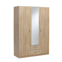KLEIDERSCHRANK in Sonoma Eiche  - Silberfarben/Sonoma Eiche, Design, Holzwerkstoff/Kunststoff (136/197/54cm) - Boxxx