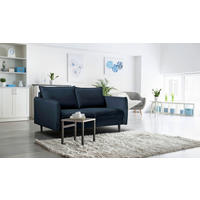 2-SITZER-SOFA JULI Samt Dunkelblau  - Schwarz/Dunkelblau, Design, Holz/Textil (138/86/100cm) - P & B