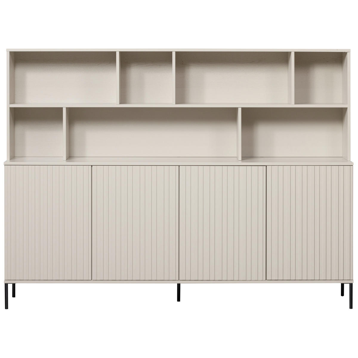 REGAL Kiefer Grau  - Schwarz/Grau, Design, Holz/Metall (200/150/44cm) - Livetastic