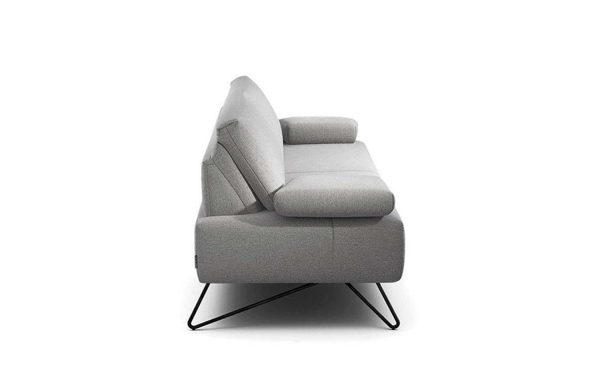2,5-SITZER in Chenille Hellgrau  - Hellgrau/Schwarz, Design, Textil/Metall (204-234/85/86-94cm) - SENSOO
