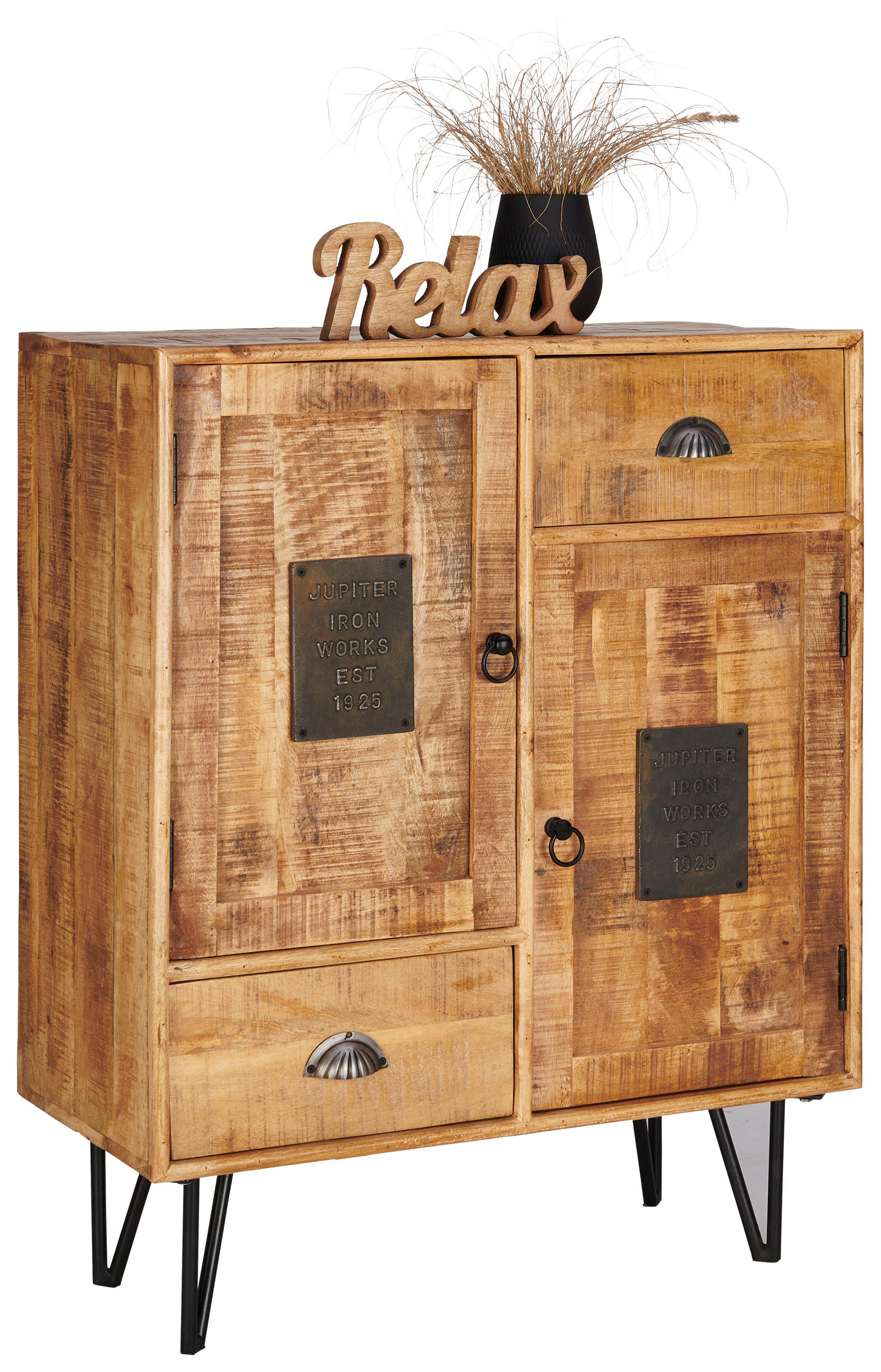 KOMMODE  in 80/100/40 cm  - Hellbraun/Schwarz, LIFESTYLE, Holz/Metall (80/100/40cm) - Landscape