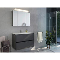 BADEZIMMER 2-teilig  in 80 cm  - Graphitfarben/Weiß, Basics, Keramik/Holzwerkstoff (80cm) - MID.YOU