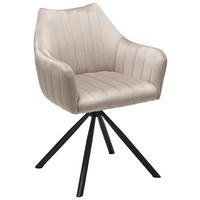 ARMLEHNSTUHL  in Eisen Samt  - Beige/Schwarz, Lifestyle, Textil/Metall (60/83/59cm) - MID.YOU
