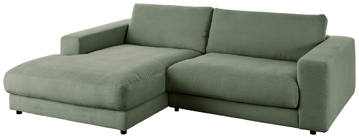 ECKSOFA in Cord Olivgrün  - Schwarz/Olivgrün, Design, Kunststoff/Textil (190/270cm) - Lomoco