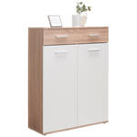 SCHUHSCHRANK Weiß, Sonoma Eiche  - Eichefarben/Silberfarben, Design, Holzwerkstoff/Kunststoff (90/120/36cm) - Carryhome