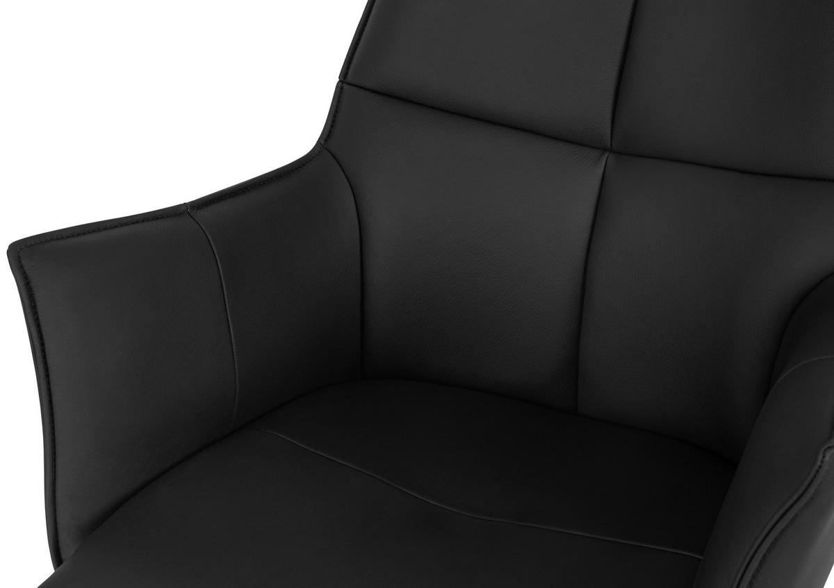 SCAUN CU BRAțE in negru  - negru, Design, metal/piele (62/91/62cm) - Novel