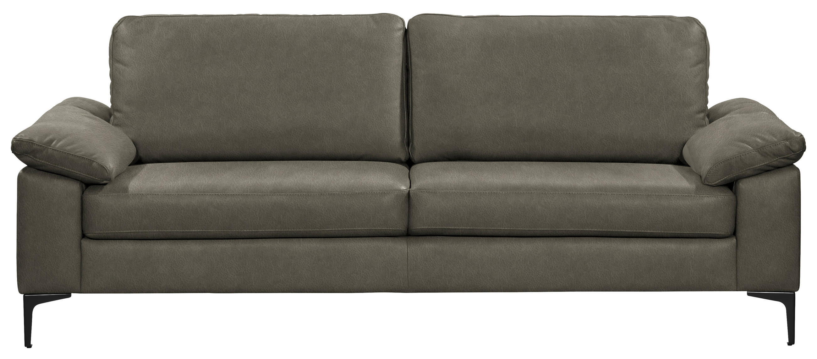 2,5-SITZER  in Echtleder Grau   - Schwarz/Grau, Design, Leder/Metall (204/83/97cm) - Schöner Wohnen