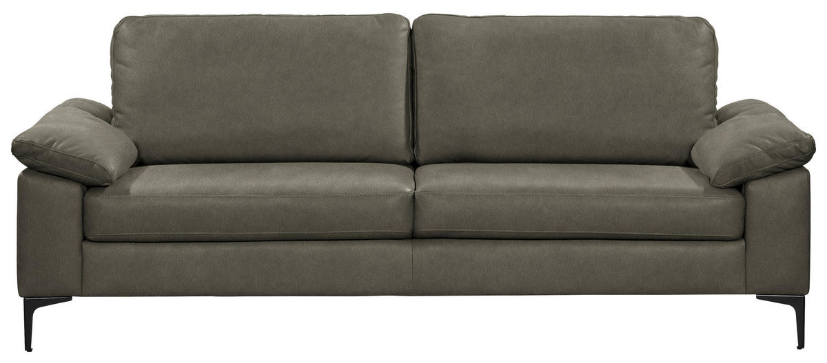 2,5-SITZER  in Echtleder Grau   - Schwarz/Grau, Design, Leder/Metall (204/83/97cm) - Schöner Wohnen