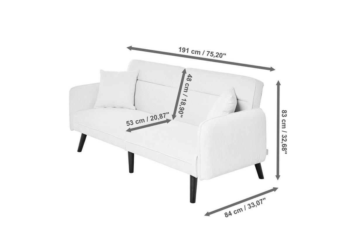 SCHLAFSOFA Bouclé Champagner  - Champagner/Schwarz, MODERN, Holz/Textil (191/83/84cm) - Livetastic