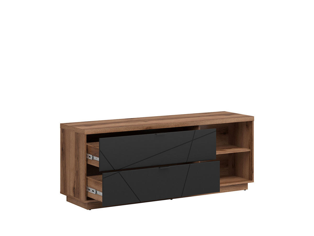 COMODĂ TV 156/61/42,5 cm  - culoare lemn stejar/negru, Basics, plastic/metal (156/61/42,5cm) - Hom`in