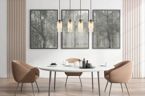 LAMPĂ SUSPENDATĂ 73/10/120 cm  - străveziu/negru, Konventionell, sticlă/metal (73/10/120cm) - Globo