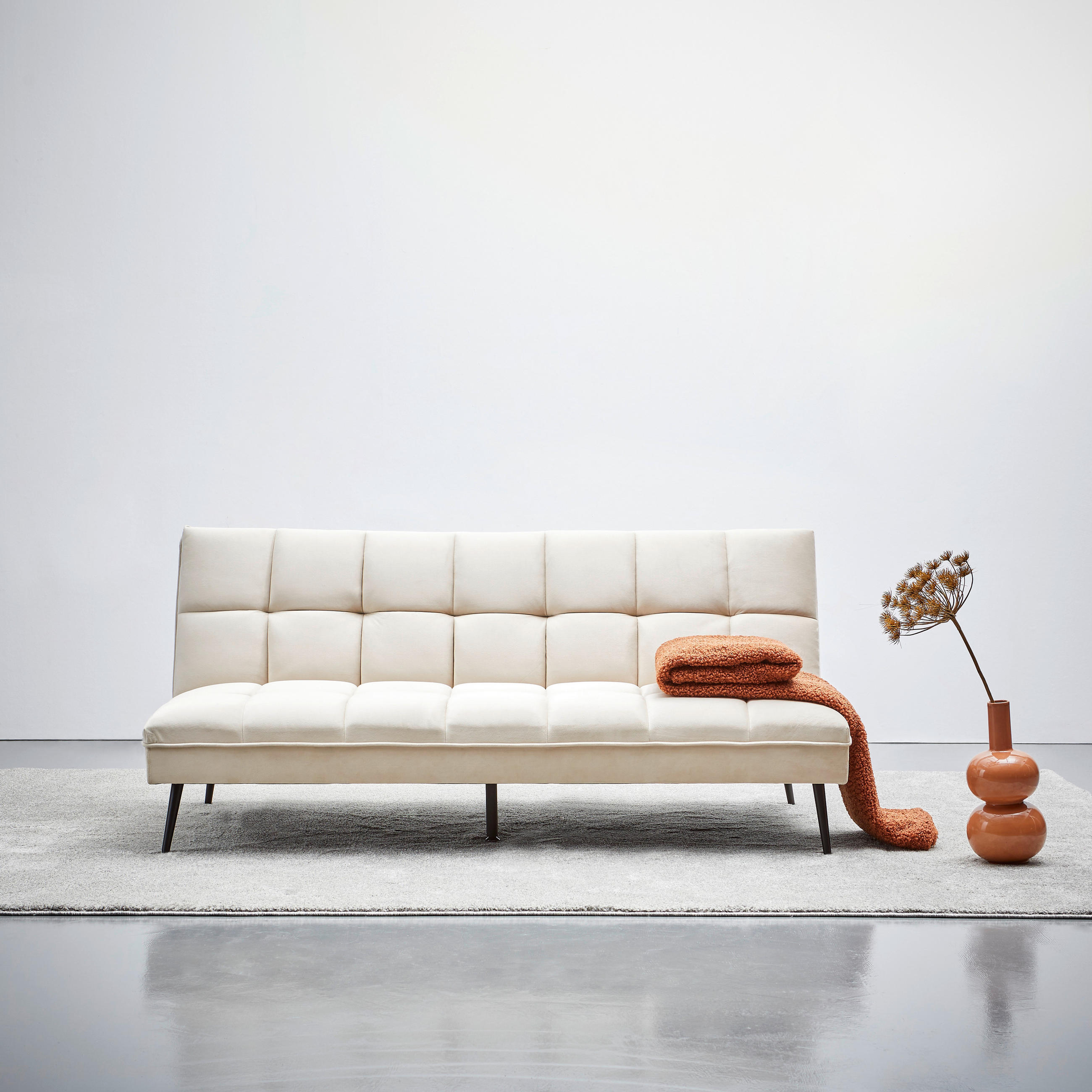 SCHLAFSOFA in Samt Beige  - Beige/Schwarz, MODERN, Textil/Metall (178/84/98cm) - MID.YOU