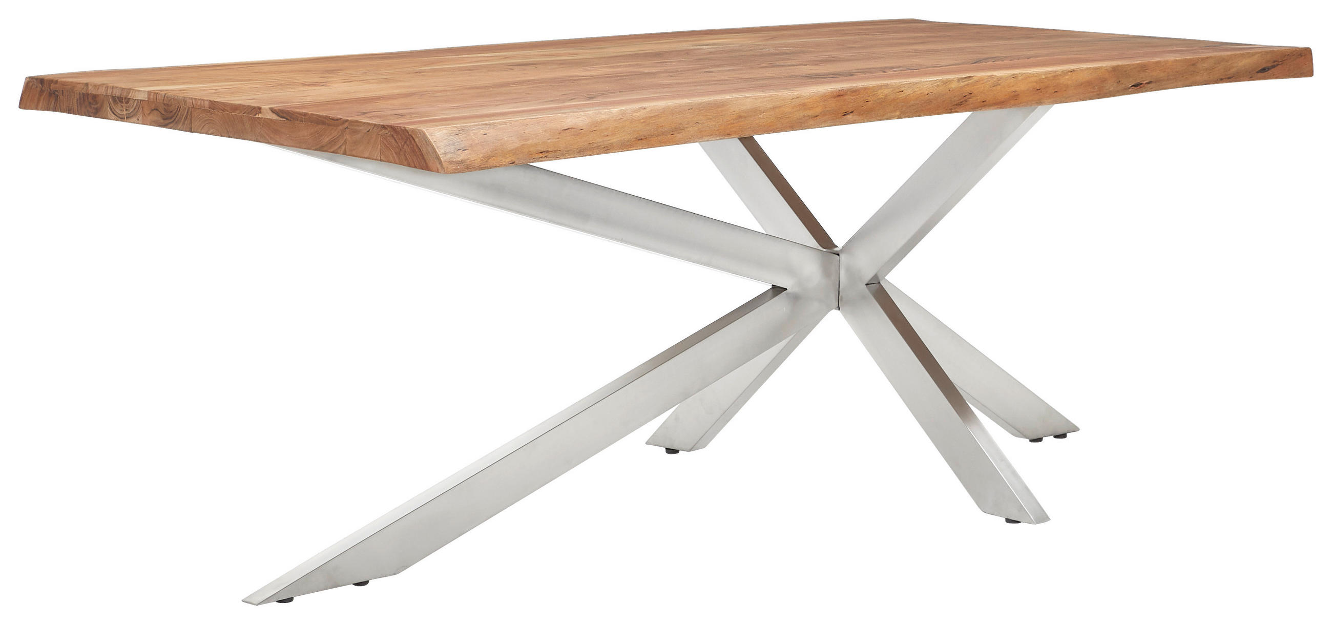 ESSTISCHHolz, Metall 200/100/76 cm   - Edelstahlfarben/Akaziefarben, Romantik / Landhaus, Holz/Metall (200/100/76cm) - Landscape