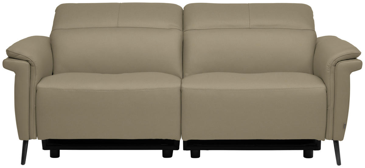 3-SITZER-SOFA Echtleder Beige  - Beige/Schwarz, Design, Leder/Metall (210/79/104cm) - Belluti