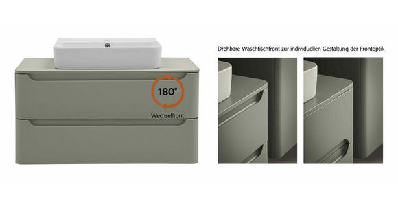 WASCHTISCHKOMBI 101 cm  - Schilfgrün/Weiß, KONVENTIONELL, Keramik/Holzwerkstoff (101cm) - Xora