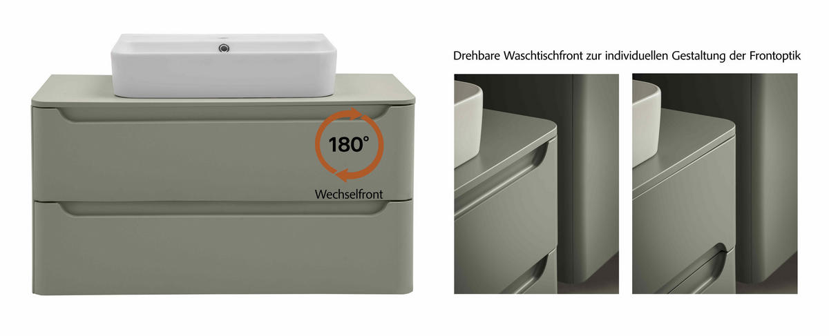 WASCHTISCHKOMBI 101 cm  - Schilfgrün/Weiß, KONVENTIONELL, Keramik/Holzwerkstoff (101cm) - Xora