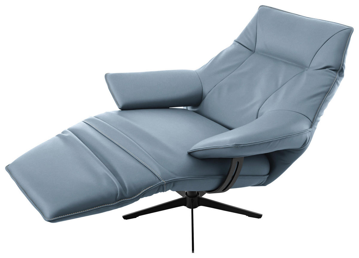 RELAXSESSEL in Leder Blau  - Blau/Beige, Design, Leder/Metall (92/79/82cm) - Dieter Knoll