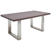 ESSTISCH in Holz, Metall 200/100/77 cm  - Edelstahlfarben/Eichefarben, Design, Holz/Metall (200/100/77cm) - Novel