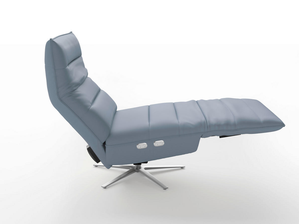 RELAXSESSEL Leder Graublau  - Graublau/Silberfarben, Basics, Leder/Metall (80/109/98cm) - Sit & More