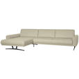 ECKSOFA in Echtleder Ecru  - Ecru/Anthrazit, KONVENTIONELL, Leder/Metall (182/324cm) - Ambiente