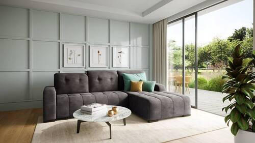 ECKSOFA Anthrazit Mikrofaser  - Anthrazit/Schwarz, MODERN, Textil/Metall (185/292cm) - Livetastic