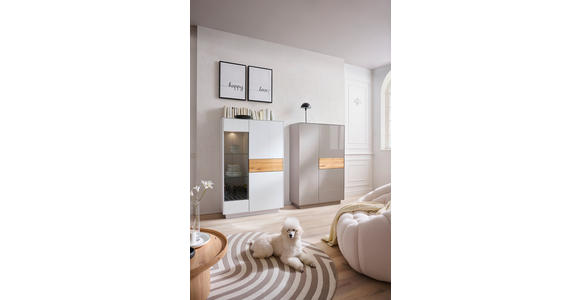 HIGHBOARD Taupe, Eichefarben 101/150/42 cm - Taupe/Eichefarben, Design, Glas/Holz (101/150/42cm) - Novel
