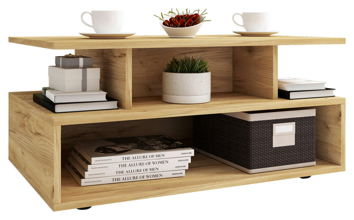 COUCHTISCH in Holzwerkstoff 80/50/40 cm  - Honigeiche/Schwarz, Modern, Holzwerkstoff/Kunststoff (80/50/40cm) - MID.YOU