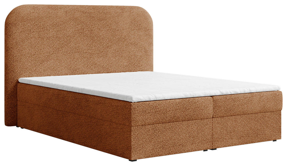 BOXBETT 140/200 cm,  in Terracotta, Bettkasten, Topper, H2 + H3 = mittel + fest  - Terracotta/Schwarz, MODERN, Holz/Kunststoff (140/200cm) - MID.YOU