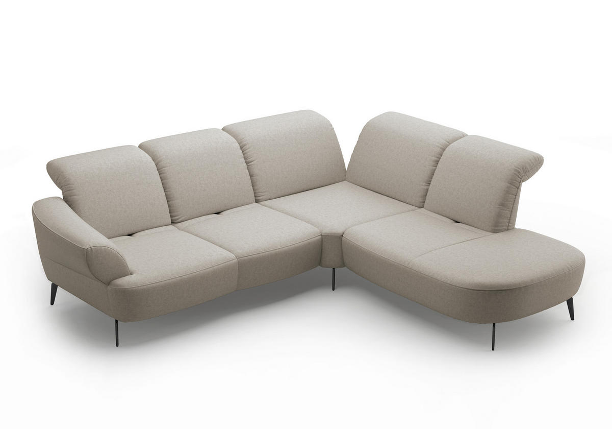 ECKSOFA in Flachgewebe Taupe  - Taupe/Schwarz, Modern, Textil/Metall (302/270cm) - Sit & More
