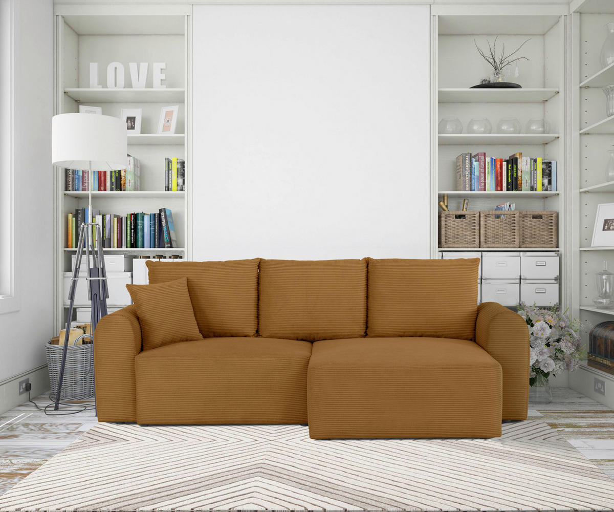 ECKSOFA in Cord Braun  - Braun, Design, Textil (250/151cm) - MID.YOU