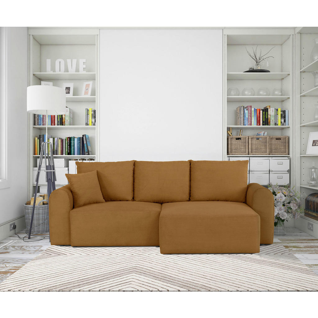 Thumbnail - Mid.you Ecksofa Jonilz, Braun, Textil, 3-Sitzer, Füllung: Schaumstoffflocken,Schaumstoffflocken, Eckteil, L-Form, links ...