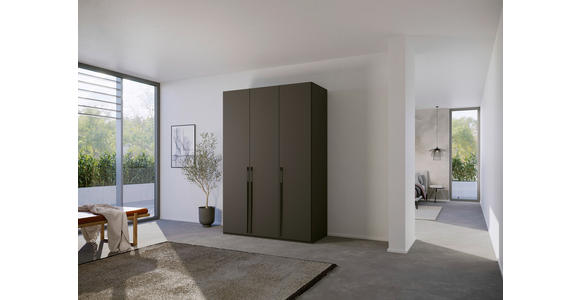 DREHTÜRENSCHRANK 151/223/60 cm 3-türig Graphitfarben - Graphitfarben, Trend, Holzwerkstoff/Metall (151/223/60cm) - Novel