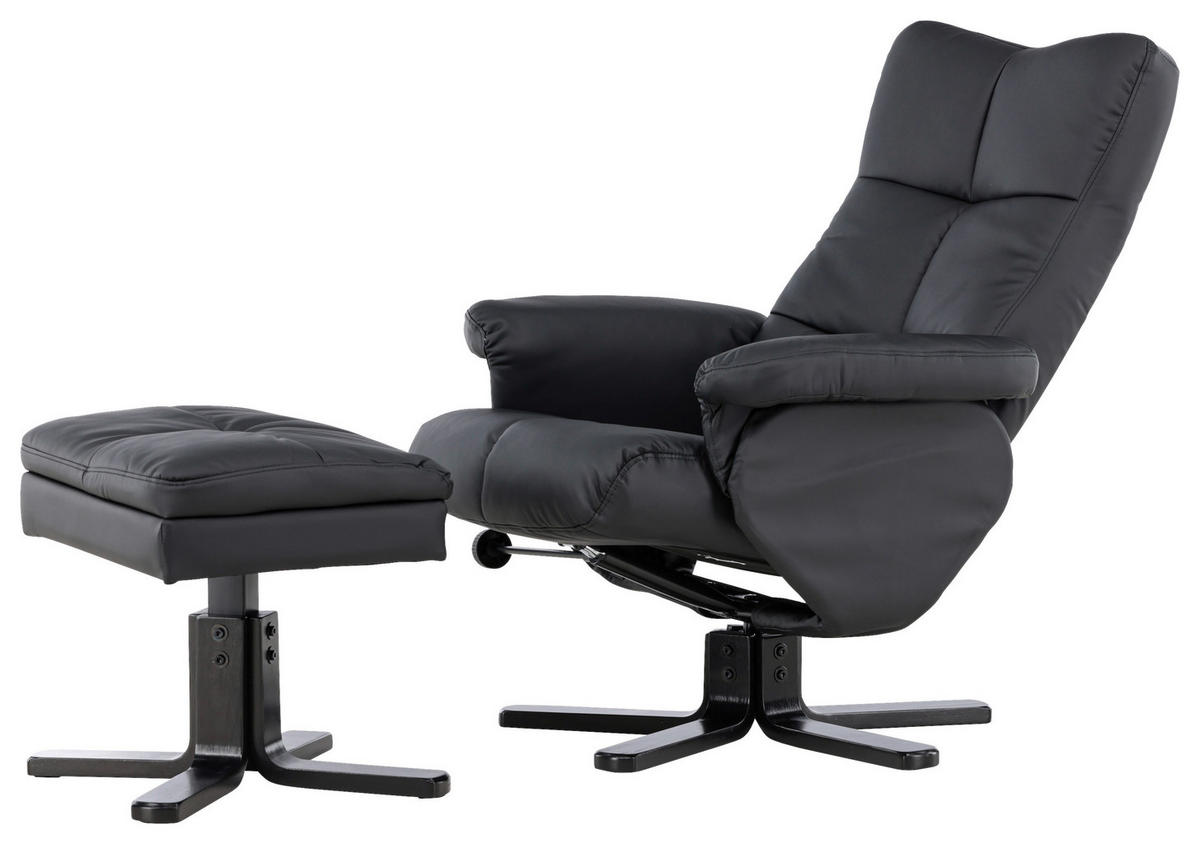 RELAXSESSELSET Lederlook (vegan)    - Schwarz, Design, Textil/Metall (78/101/90cm) - Livetastic