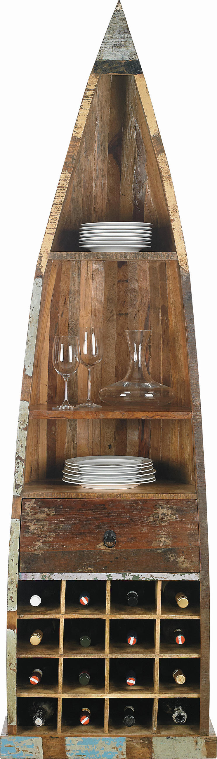 REGÁL V TVARE ČLNA - hnedá, Lifestyle, drevo (58/205/45cm) - Landscape