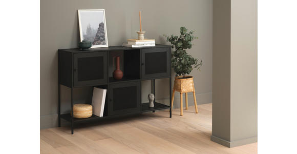 KOMMODE Schwarz  120/80/35 cm  - Goldfarben/Schwarz, Trend, Metall (120/80/35cm) - Xora