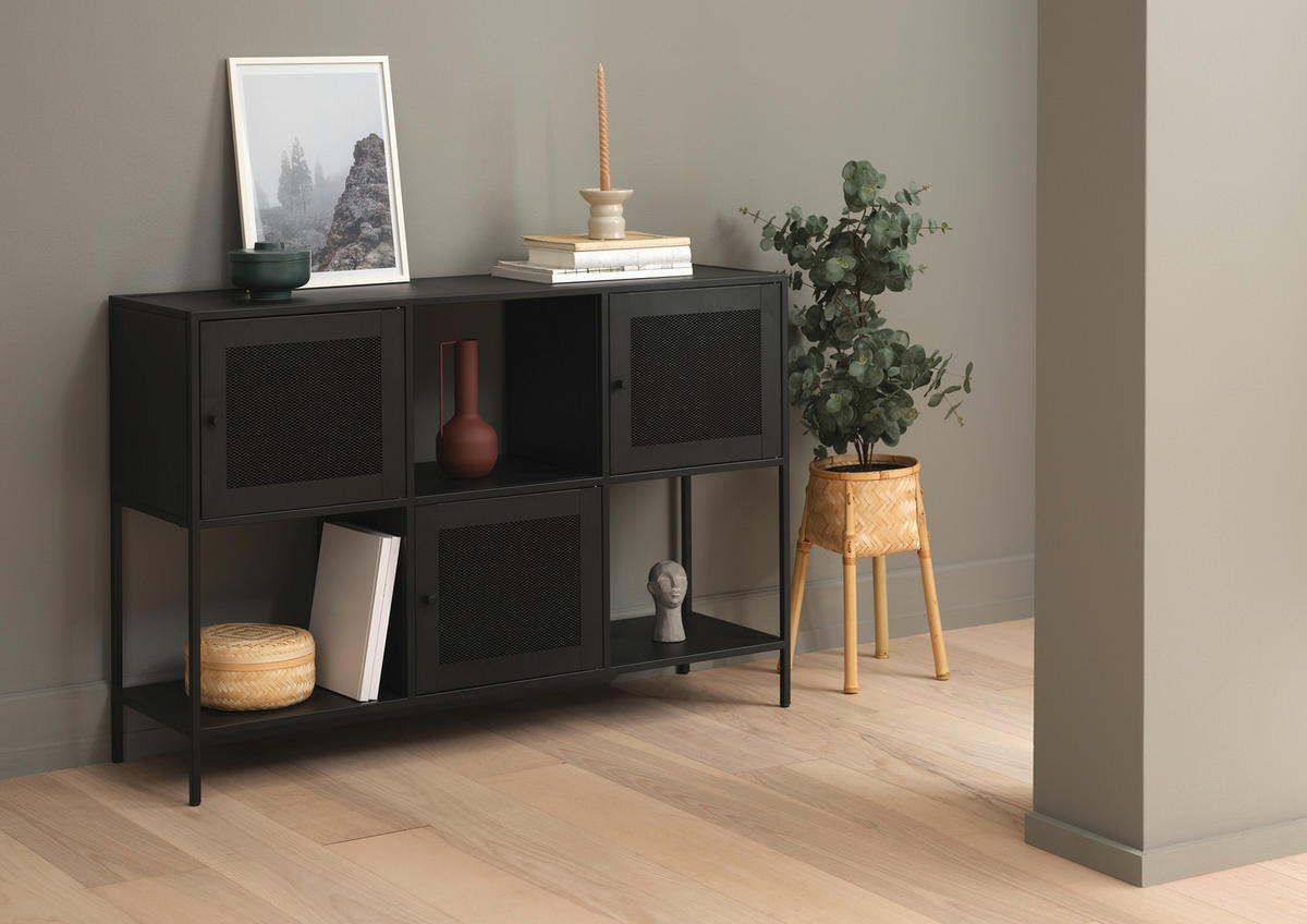 KOMMODE Schwarz  120/80/35 cm  - Goldfarben/Schwarz, Trend, Metall (120/80/35cm) - Xora