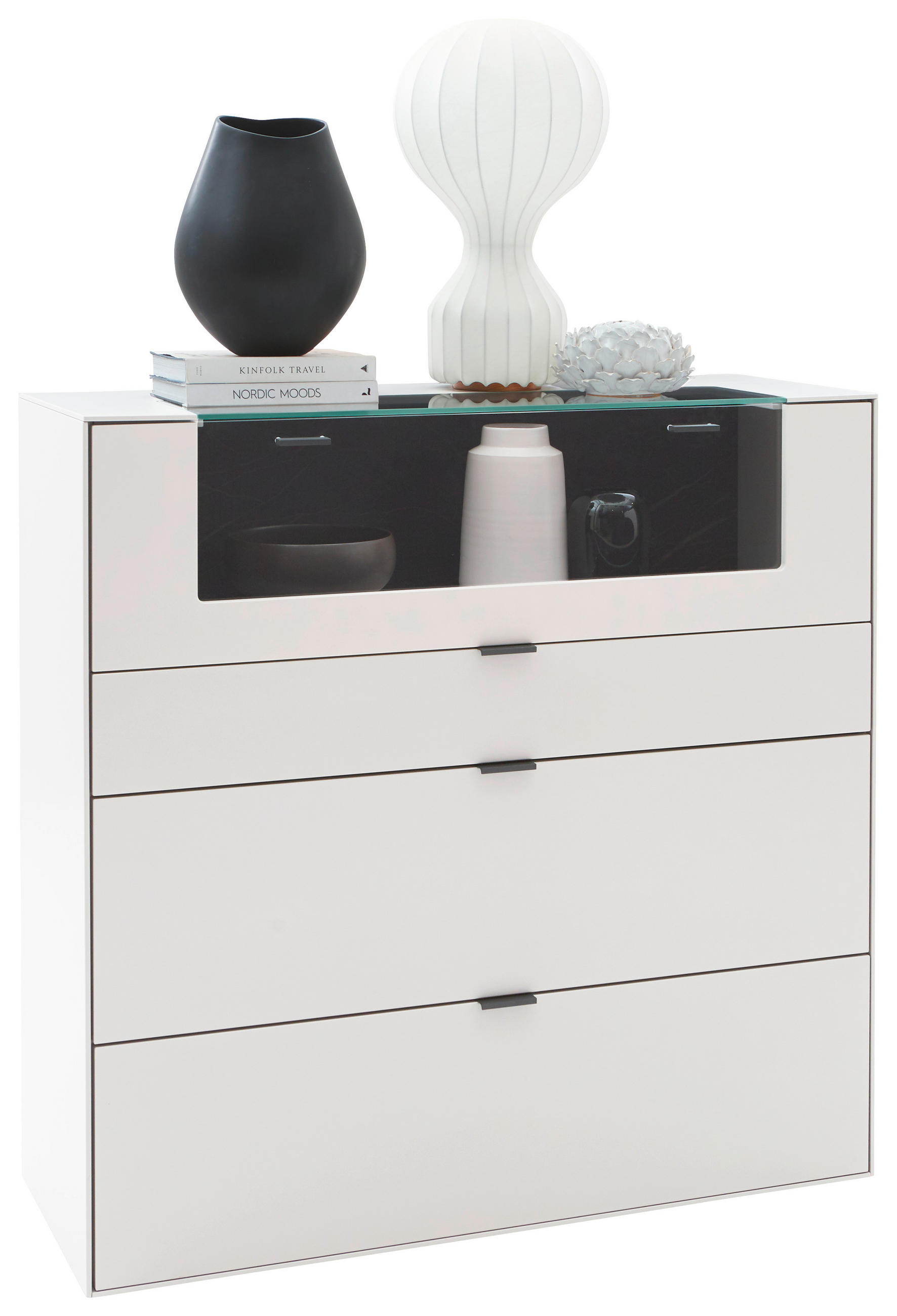 HIGHBOARD Weiss  121,9/121,5/45,2 cm  - Weiss/Schwarz, Design, Glas/Keramik (121,9/121,5/45,2cm) - Dieter Knoll