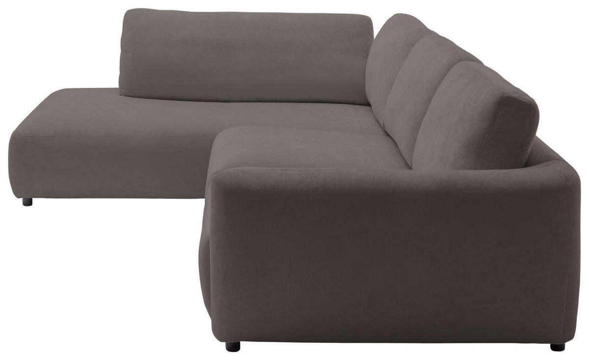 ECKSOFA Chenille Dunkelbraun  - Dunkelbraun/Schwarz, Konventionell, Kunststoff/Textil (224/307cm) - Hom`in
