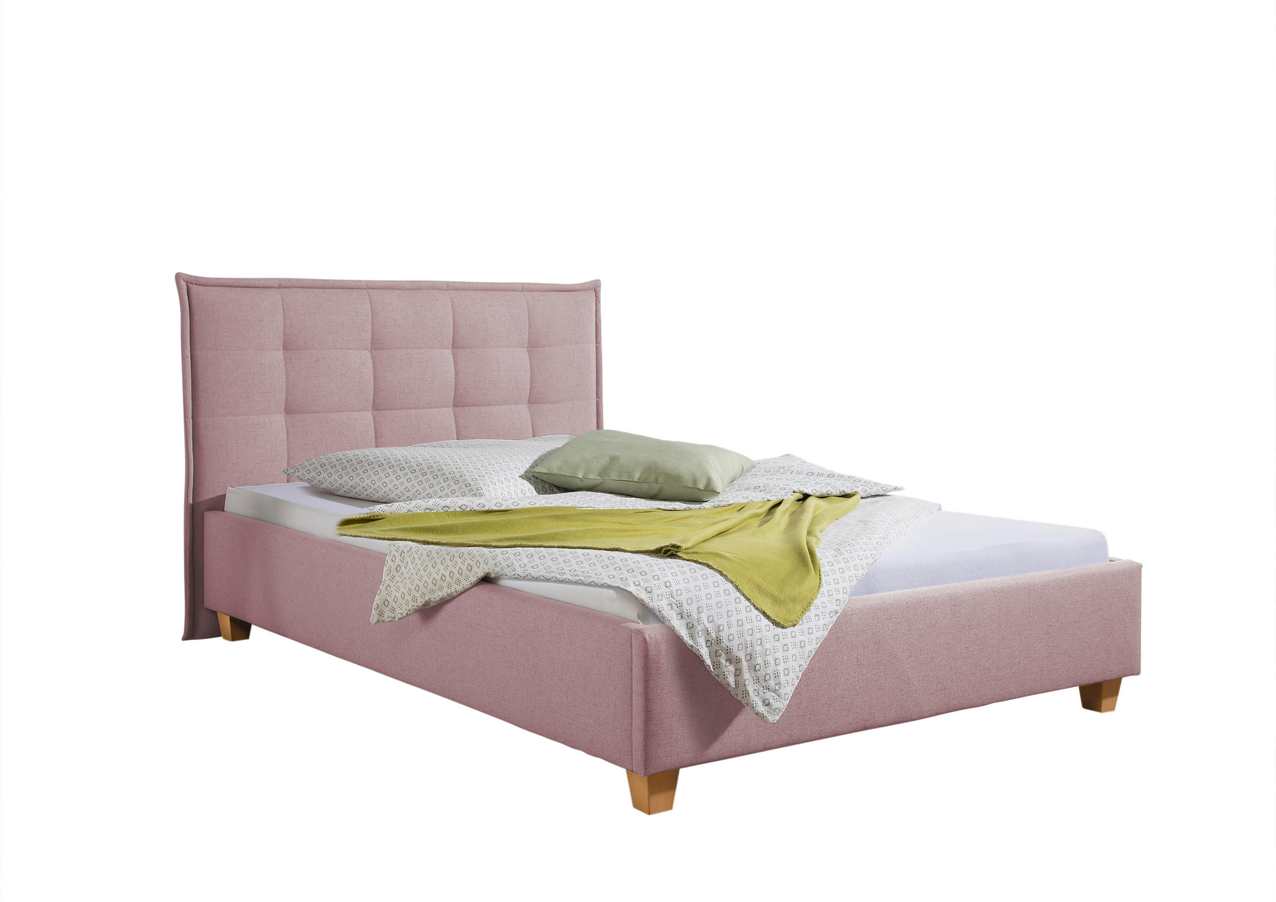 POLSTERBETT 100/200 cm,  in Rosa,  - Rosa/Naturfarben, MODERN, Holz/Textil (100/200cm) - Livetastic