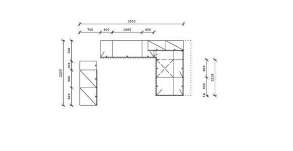 ECKKÜCHE  in Graphitfarben, Tannenholzfarben  - Tannenholzfarben/Schwarz, Design, Holzwerkstoff/Metall (150/280/121,6cm) - Xora