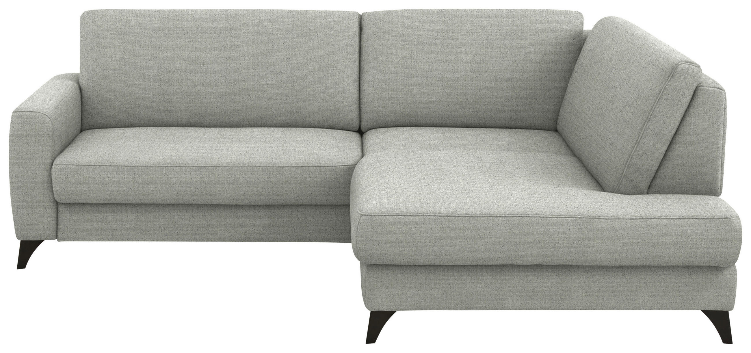 ECKSOFA 239/182 cm  in Chenille Hellgrau Rücken echt  239/182 cm  - Hellgrau/Schwarz, Design, Textil/Metall (239/182cm) - Beldomo Comfort