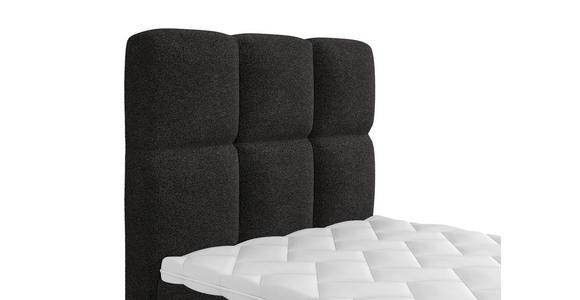 BOXBETT 100/200 cm,  in Schwarz, gepolstertes Kopfteil, Bettkasten, Topper, H3 = fest  - Schwarz, Design, Holzwerkstoff/Kunststoff (100/200cm) - Xora