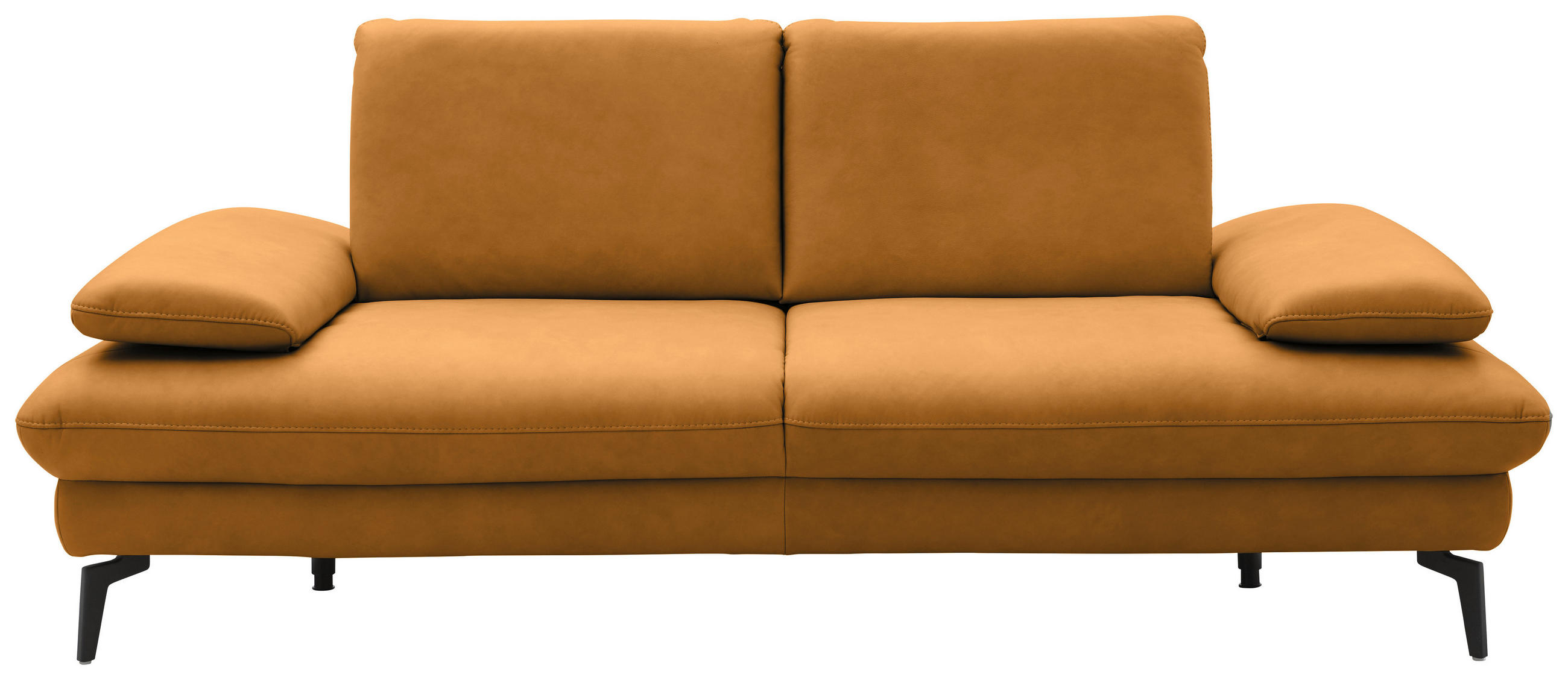 2,5-SITZER in Echtleder Currygelb  - Currygelb/Schwarz, Design, Leder/Metall (212/86/94cm) - Dieter Knoll