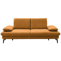 2,5-SITZER in Echtleder Currygelb  - Currygelb/Schwarz, Design, Leder/Metall (212/86/94cm) - Dieter Knoll
